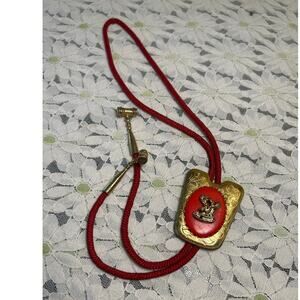 Vintage Moose Head Emblem Bolo Red Gold Past Governor